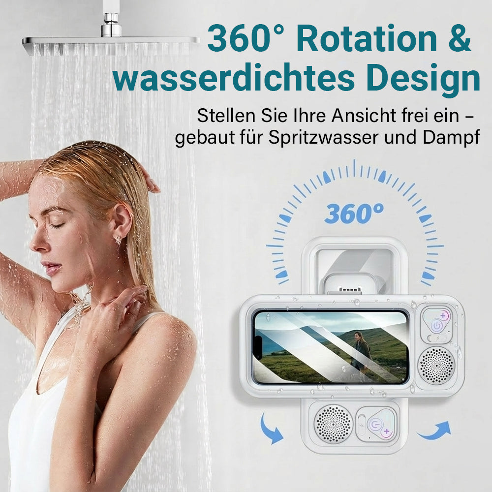 Intelligente Bluetooth Wasserdichte Dusch-Handybox, Wandmontierter Anti-Beschlag Touchscreen Halter mit Freisprech-Musikwiedergabe