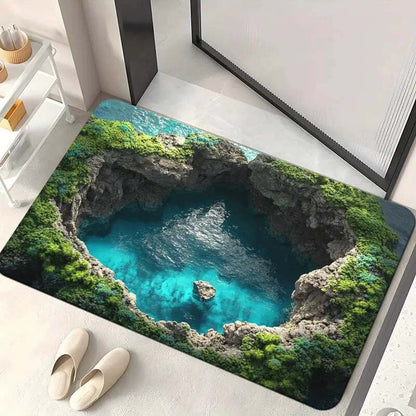 Fußmatte mit visuellem Illusionsmuster „Endloser Abgrund“, HD-Druck, rutschfest