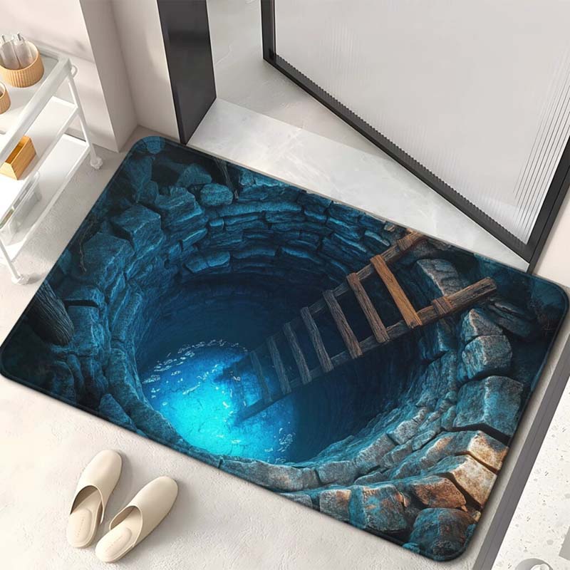 Fußmatte mit visuellem Illusionsmuster „Endloser Abgrund“, HD-Druck, rutschfest