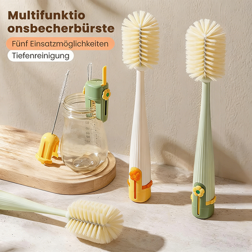 Tinycarry® 5‑in‑1 Flaschenreinigungsbürste (Multifunktional) – Zur Reinigung von Becherdeckeln und für Haushalts- und Küchenaufgaben