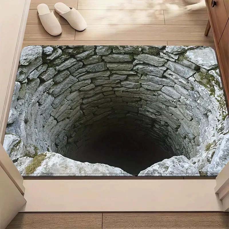 Fußmatte mit visuellem Illusionsmuster „Endloser Abgrund“, HD-Druck, rutschfest