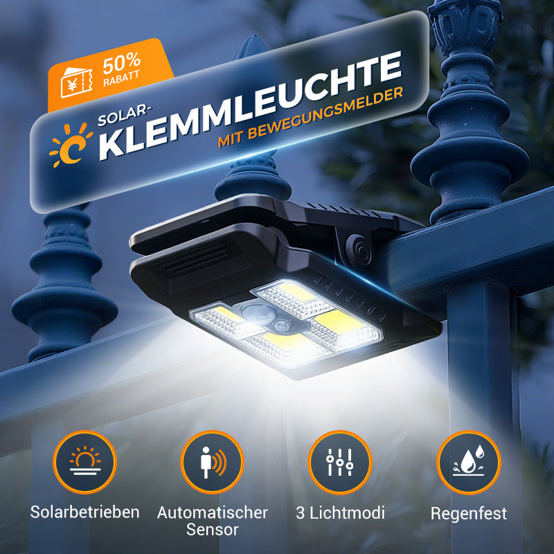 Solar-Clip-Leuchte mit Bewegungssensor – Ideal für Garten, Balkon & Terrasse! 🏡