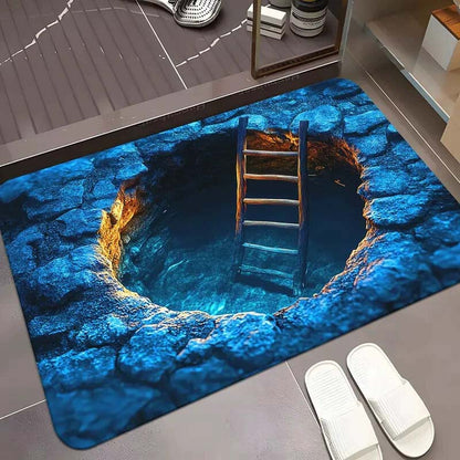 Fußmatte mit visuellem Illusionsmuster „Endloser Abgrund“, HD-Druck, rutschfest
