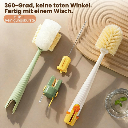 Tinycarry® 5‑in‑1 Flaschenreinigungsbürste (Multifunktional) – Zur Reinigung von Becherdeckeln und für Haushalts- und Küchenaufgaben
