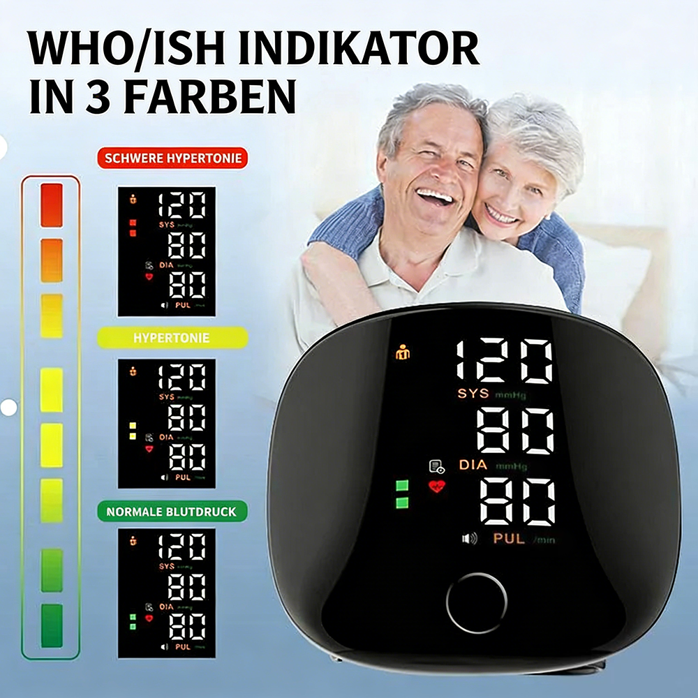 Tinycarry® Wiederaufladbares Handgelenk-Blutdruckmessgerät mit LED-Touchscreen, Sprachausgabe und 99x2 Speicher — Einfache und genaue Blutdruckverfolgung zu Hause
