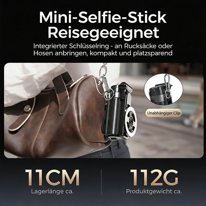 Tinycarry® 2026 Neuheit: 4-in-1 multifunktionaler magnetischer Mini-Selfie-Stick, 360° drehbar, kompakt modern, kabellose Bluetooth Steuerung, magnetische Smartphone Halterung