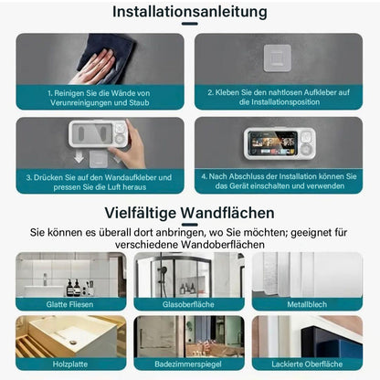 Intelligente Bluetooth Wasserdichte Dusch-Handybox, Wandmontierter Anti-Beschlag Touchscreen Halter mit Freisprech-Musikwiedergabe