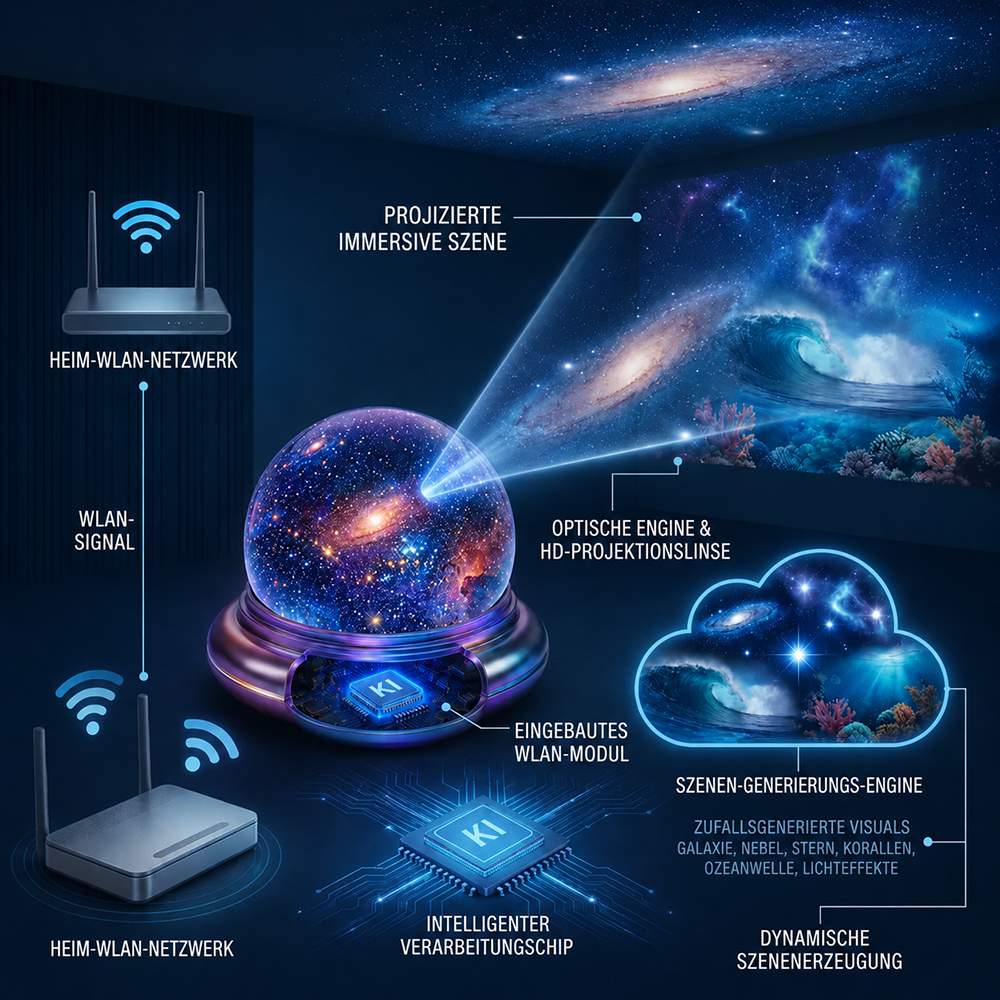 🔮 Nachtlicht-Projektor – intelligenter holografischer Sternenprojektor -up
