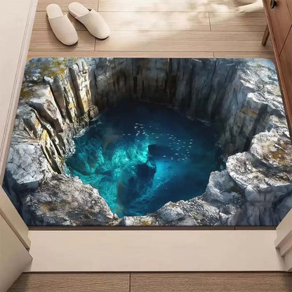 Fußmatte mit visuellem Illusionsmuster „Endloser Abgrund“, HD-Druck, rutschfest