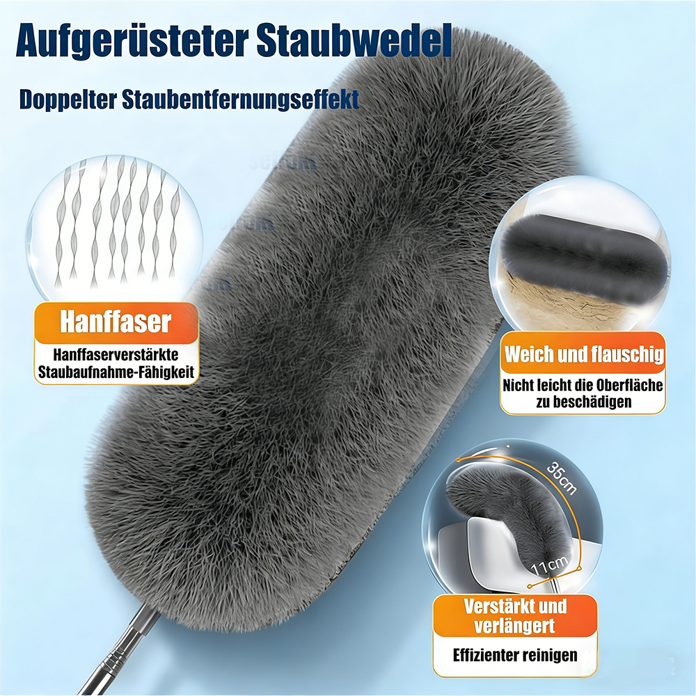Ausziehbarer Mikrofaser-Federstaubwedel | 110 Zoll extra langer Stiel + biegsamer Kopf