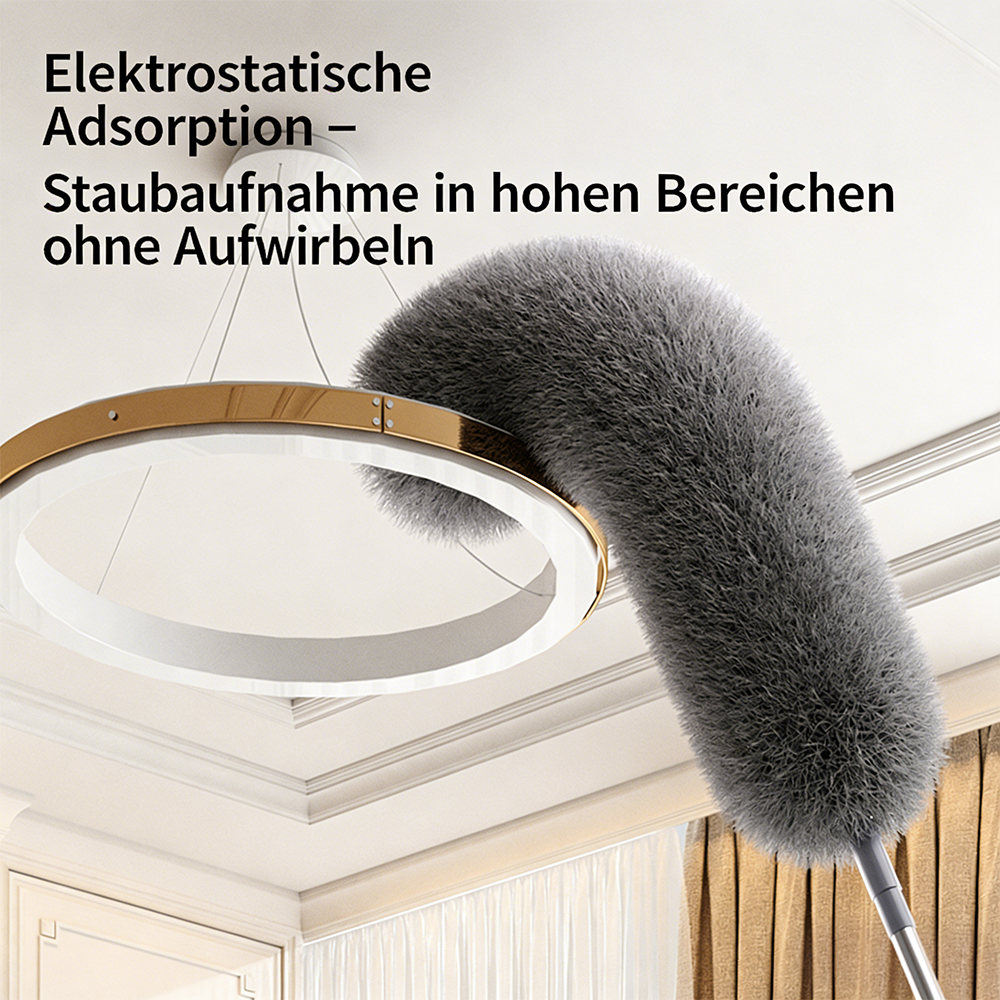 Ausziehbarer Mikrofaser-Federstaubwedel | 110 Zoll extra langer Stiel + biegsamer Kopf
