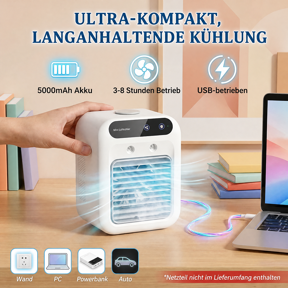 Tragbare Luftkühlung – 3-in-1 Luftkühler mit 2 Nebelstufen