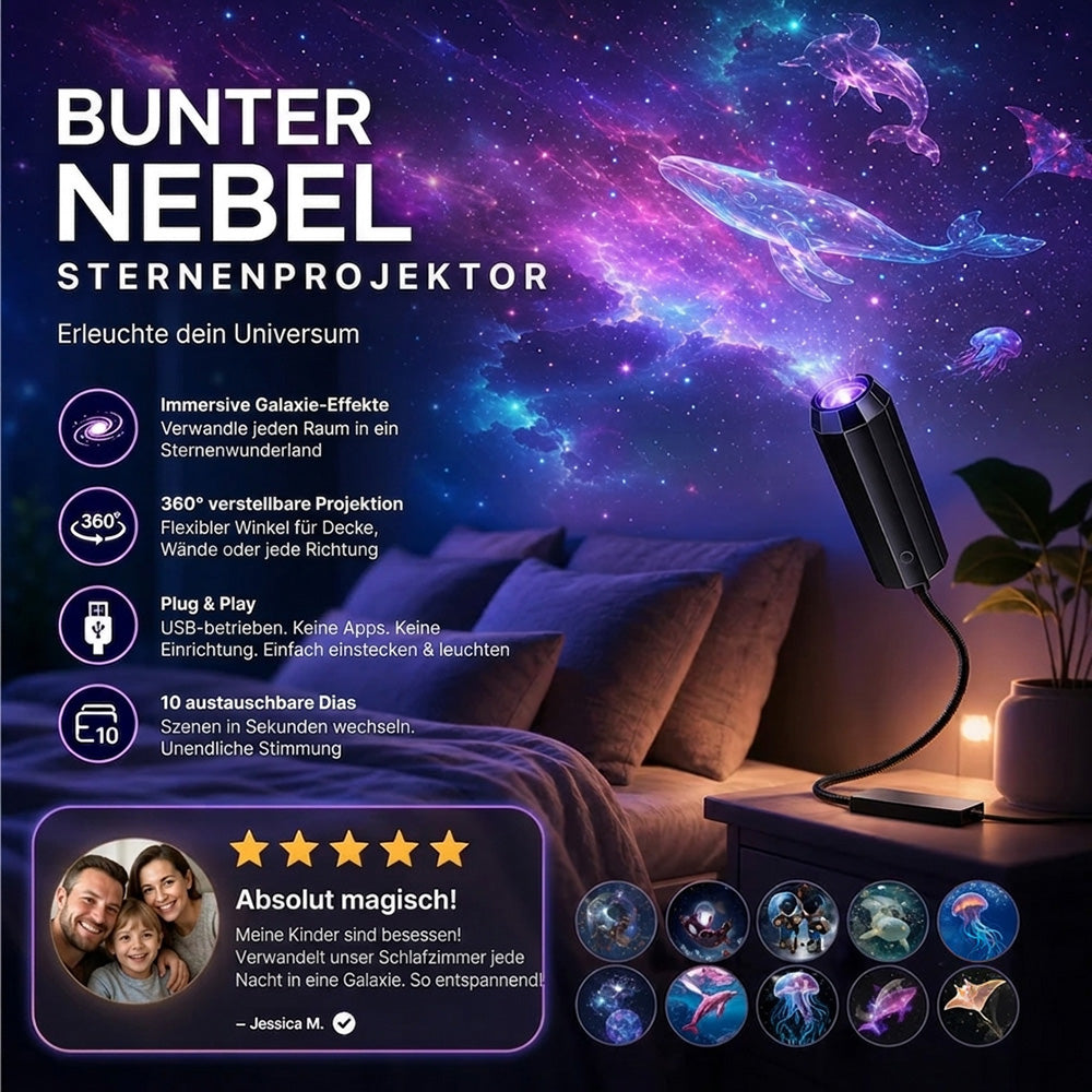 💡BVJ® Plug-and-Play HD Galaxy & Ozean Projektor-Nachtlicht🥳 50.000+ zufriedene Nutzer 🐋 upsell