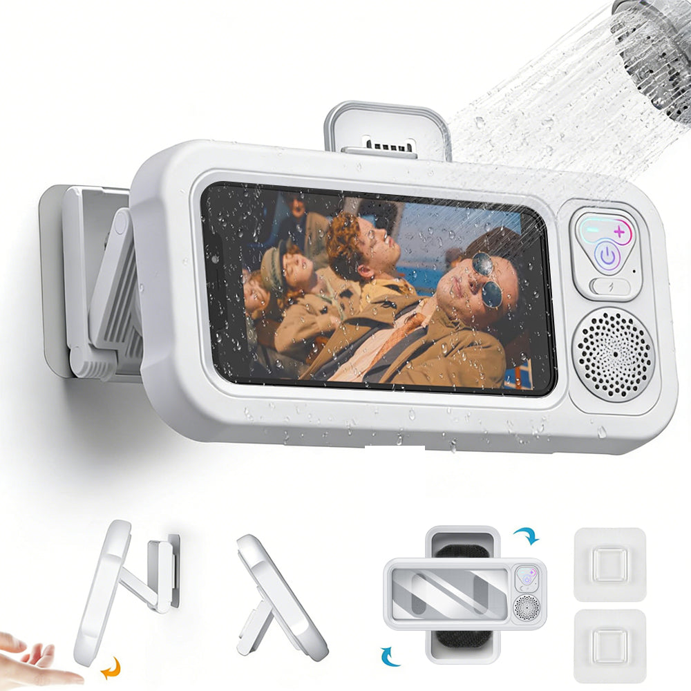 Intelligente Bluetooth Wasserdichte Dusch-Handybox, Wandmontierter Anti-Beschlag Touchscreen Halter mit Freisprech-Musikwiedergabe