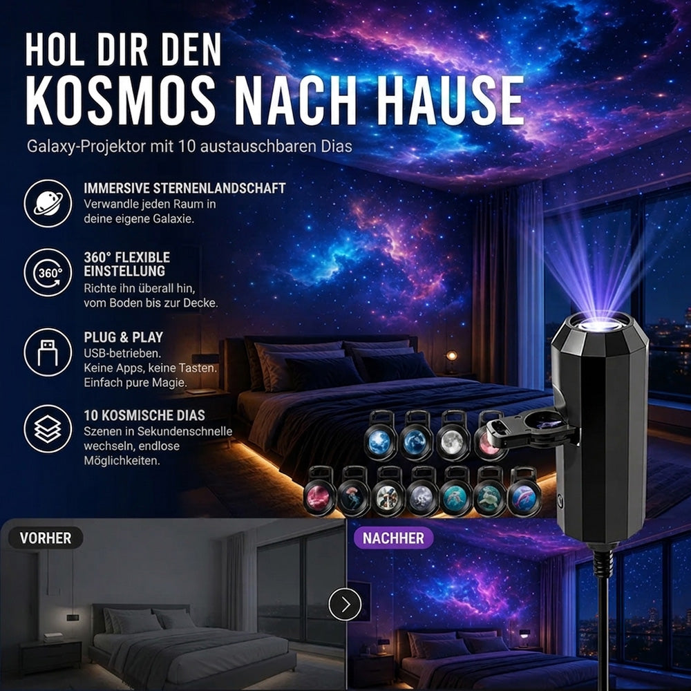 💡BVJ® Plug-and-Play HD Galaxy & Ozean Projektor-Nachtlicht🥳 50.000+ zufriedene Nutzer 🐋 upsell