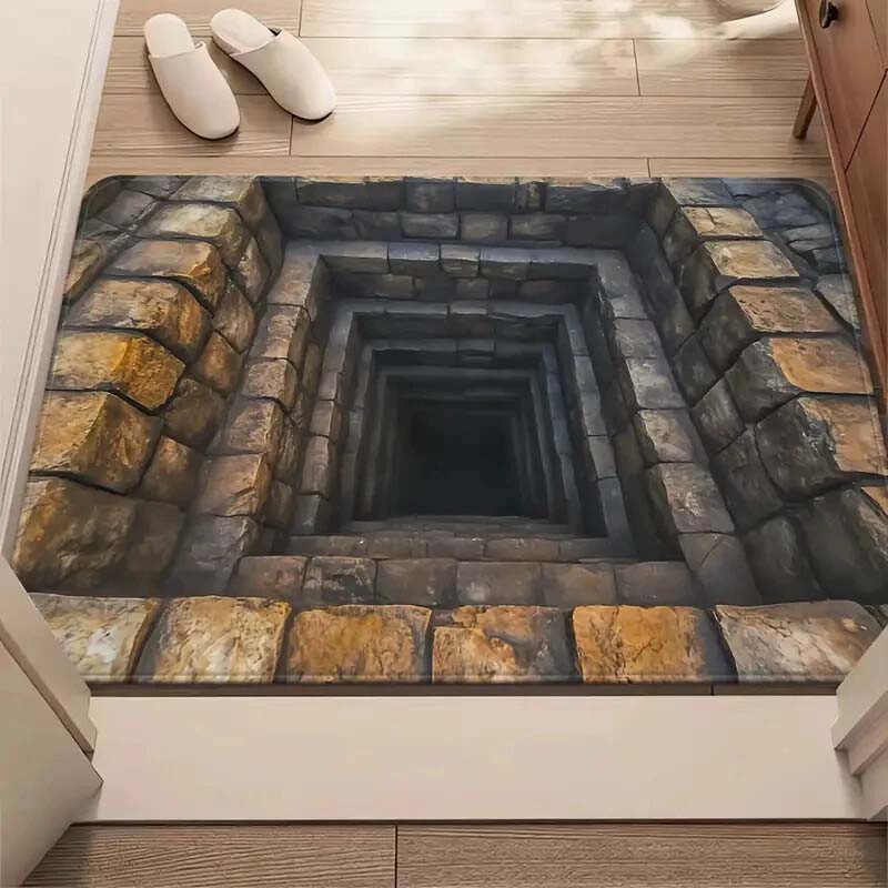 Fußmatte mit visuellem Illusionsmuster „Endloser Abgrund“, HD-Druck, rutschfest